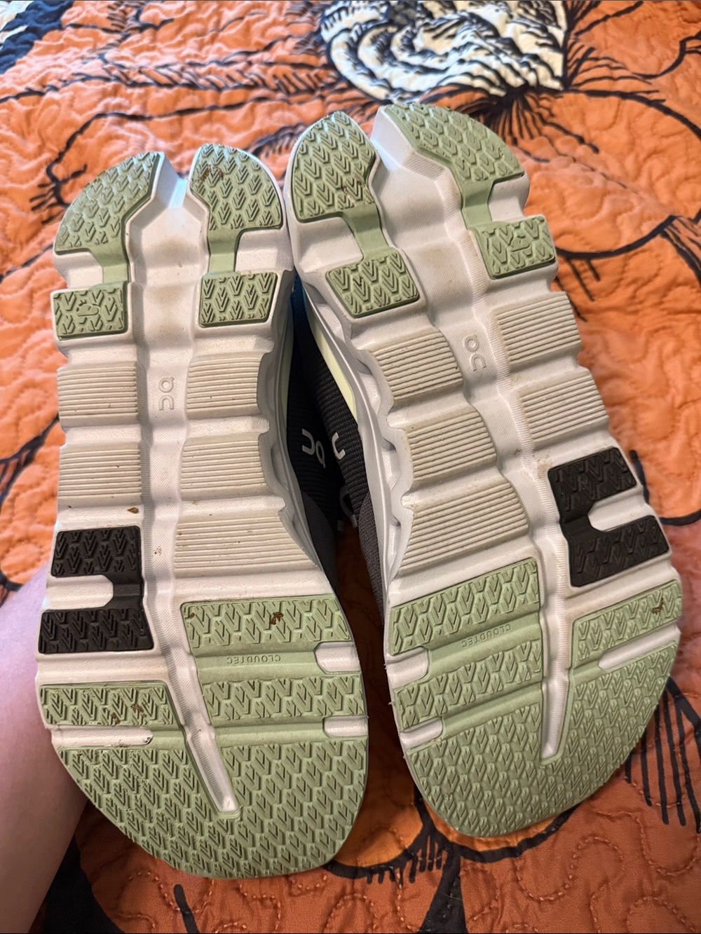 On Running Women’s Cloudrunner Gray & Light Green Running Shoes - Picture 3 of 4